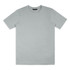 A light grey unisex T-shirt with a round neck and short sleeves. It has a logo on the tag.