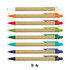 A collection of ten Kraft Pens in various colours including red, green, blue, orange, and black, with a natural brown barrel.