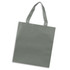 A grey tote bag with two handles and a simple design, featuring a logo on one side.