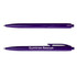 A purple Javelin pen with a branding logo, featuring a sleek plastic design and a retractable point.