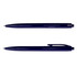 A set of blue plastic pens, featuring a sleek design with clips and a shiny finish. Branding visible on the surface.