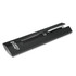 A metal rollerball pen in a sleek black box, featuring a silver clip and branding.