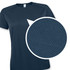 A navy blue women's t-shirt featuring a textured fabric design and a round neckline, with a logo visible.