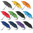 A variety of BLUNT Classic Umbrellas in grey, yellow, red, green, black, and purple, featuring a logo.