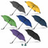 A collection of BLUNT Classic Umbrellas in yellow, green, blue, navy, black, grey, and purple, each with a branded logo.