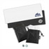 Cooling towels in two colour options, one black and one white, presented in compact storage pouches. Features a logo.