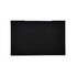 A black microfibre lens cloth featuring a subtle curve at the top and a branding logo.