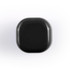 A black cube-shaped lip balm with rounded edges, featuring a logo on the surface.