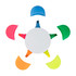 A circular holder featuring six assorted highlighters in vibrant colours: pink, orange, yellow, green, blue, and purple.