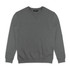 A grey unisex sweatshirt featuring a round neckline and long sleeves, with a logo on the label.