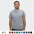 A grey men's polo shirt with a collar, featuring a branding logo and available in multiple colours below.