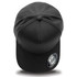 A black A Frame Snap Back Cap featuring a rounded crown and a wide brim, with a logo on the side.