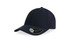 A navy blue cap featuring a curved visor and a logo on the side.
