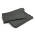 A green herringbone throw blanket with fringing on the edges, neatly folded. It has a subtle texture.
