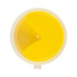 A container of vibrant yellow bouncing putty with a lid, featuring a logo on the surface.