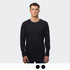 A long sleeve crew shirt in black, featuring a simple design and fitted silhouette. Includes a branding logo.