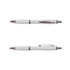 A white plastic pen with silver accents and a clip. The pen features a sleek, modern design and is dual-ended.