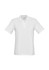 A white polo shirt with a collar and short sleeves, featuring a logo on the chest.