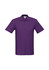 A purple polo shirt with a collared neck and short sleeves, featuring a brand logo.