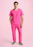Unisex pink scrub pants featured with a matching pink scrub top, designed for uniform wear.