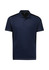 A navy short sleeve polo shirt with a logo on the chest and contrasting details. Suitable for casual wear.