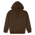 A heavy blend adult hooded sweatshirt in dark brown, featuring a front pocket and drawstring hood.