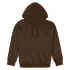 A heavy blend adult hooded sweatshirt in dark brown, featuring a front pocket and drawstring hood.