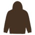 A brown heavy blend adult hooded sweatshirt with a kangaroo pocket and a hood, featuring a simple back design.