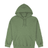 A green heavy blend adult hooded sweatshirt with a front pocket and a drawstring hood.