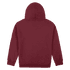 A maroon hooded sweatshirt with a classic design, featuring a kangaroo pocket and a logo. Back view shown.