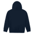 A navy blue heavy blend adult hooded sweatshirt featuring a back view and a plain design.