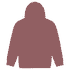 A maroon hoodie with a kangaroo pocket, featuring a hood and long sleeves. It has a logo.