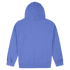 A blue heavy blend adult hooded sweatshirt featuring a spacious hood and long sleeves, displayed from the back.