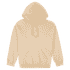 A beige heavy blend adult hooded sweatshirt with a front pocket and a drawstring hood.