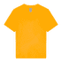 A bright yellow youth t-shirt with a round neckline and short sleeves, featuring a label and no other visible branding.