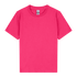 A bright pink youth T-shirt with short sleeves and a crew neckline. It features a label inside the neck.