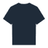 A navy blue heavy cotton youth T-shirt with a plain back and short sleeves. Features a logo on the label.