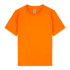 An orange heavy cotton youth T-shirt with a round neckline and short sleeves. It features a label inside the collar.
