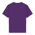 A purple youth t-shirt with short sleeves and a plain back. It features a logo.