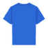 A blue heavy cotton youth T-shirt featuring a plain back and a logo.