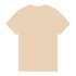 A beige heavy cotton adult t-shirt, featuring a classic crew neckline and short sleeves. It has a tag inside the collar.