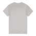 A grey adult t-shirt with a plain back, featuring a logo or branding on the label.