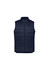 A navy blue men's alpine vest featuring a zip closure and two front pockets. It has a logo on it.