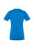 A blue women's short sleeve tee with a fitted design, featuring a logo on the back.