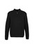 A black 80/20 wool pullover jumper with a zip collar and long sleeves. It features a logo.