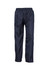 Navy track pants with an elastic waistband, featuring side pockets and a small logo. Ideal for active kids.