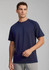 A navy men's short sleeve tee featuring a simple design and a logo on the front.