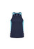 A navy and light blue singlet featuring a logo, designed for men.