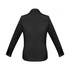 A black long sleeve button-up shirt for women, featuring a classic collar and a fitted silhouette.
