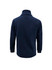 A navy blue men's heavy weight fleece jumper featuring a high collar and long sleeves, with a logo on the back.
